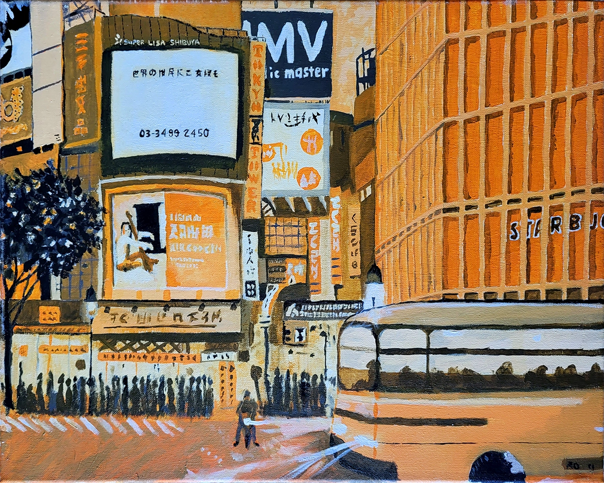 Shibuya Orange, acrylic painting
