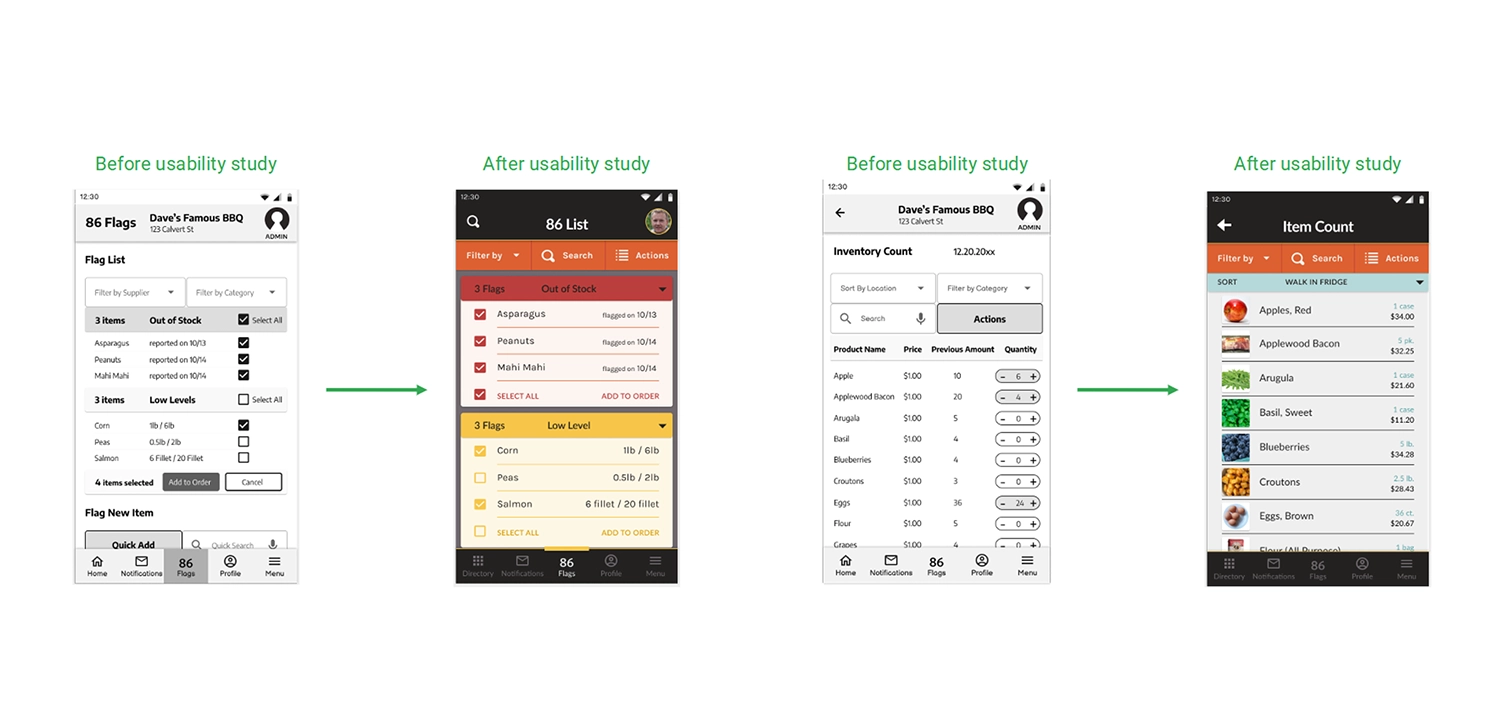 Dave's BBQ Mockups after usability study