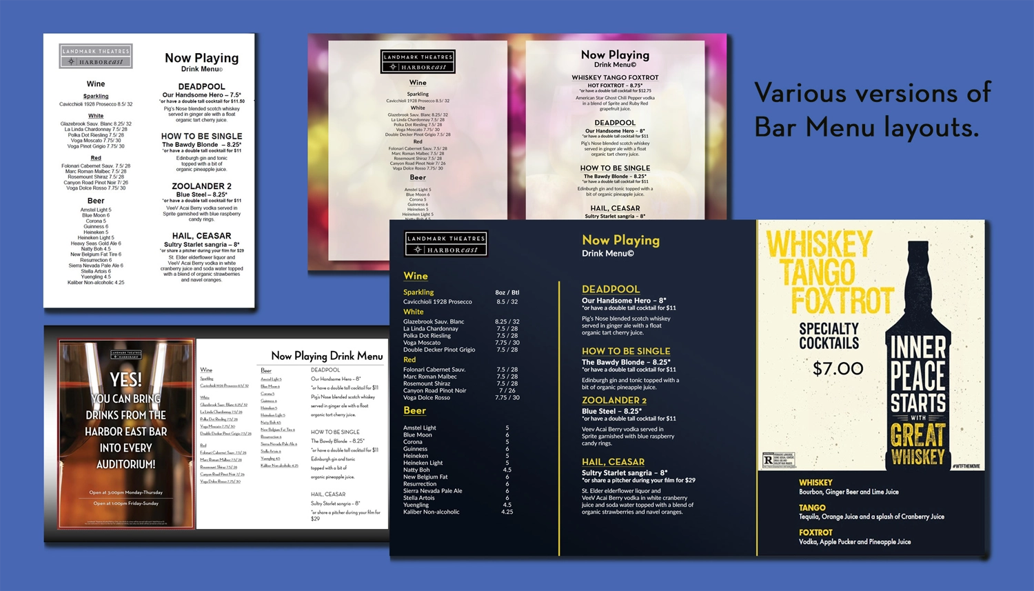 Bar Menu Variations