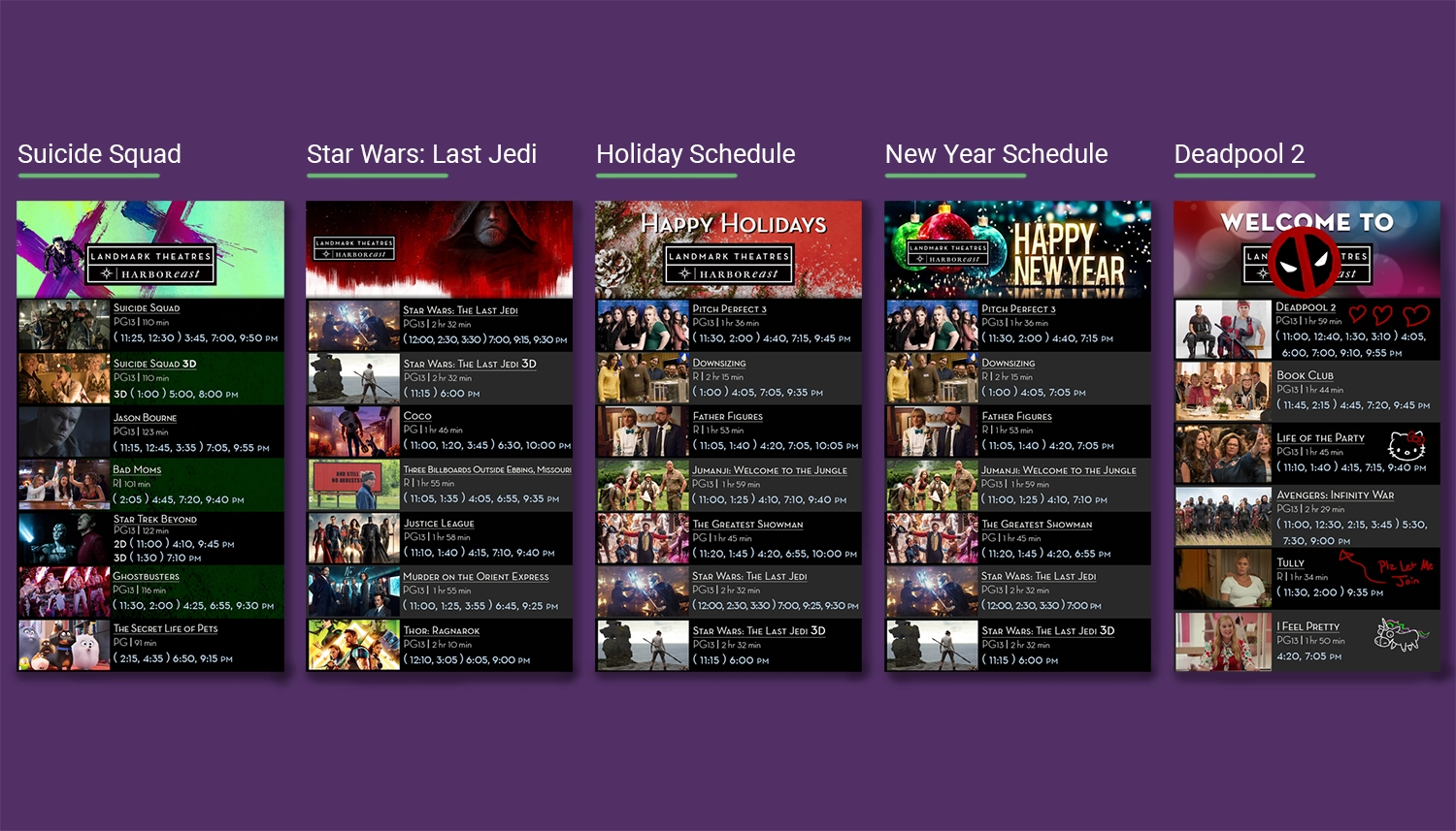 Big Movie and Holiday Schedules