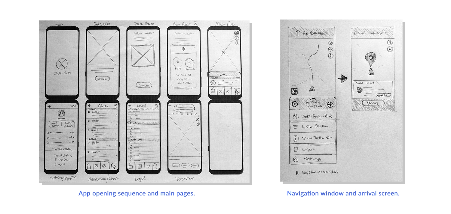 Shelter Seeker - Early Paper Wireframes